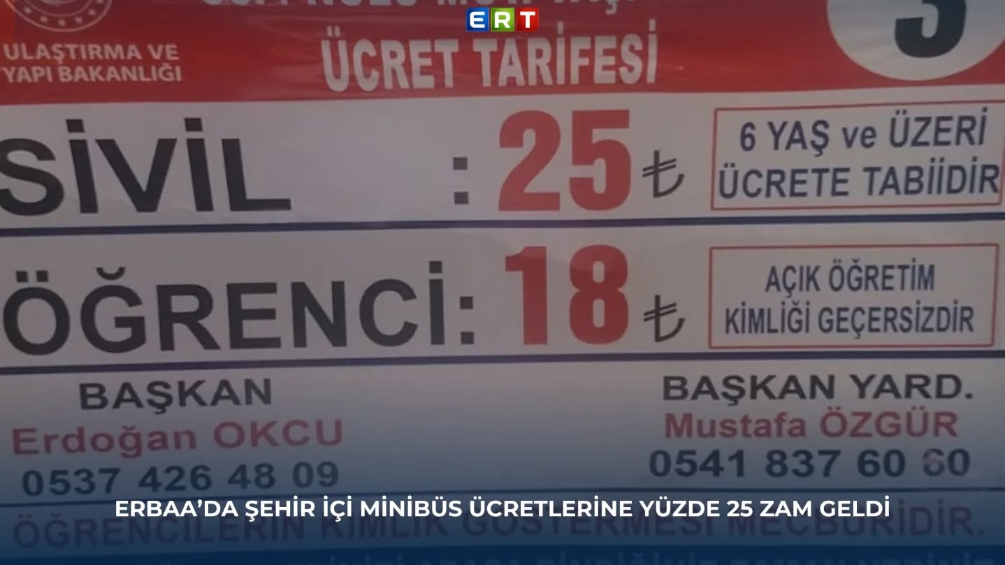 Erbaa’da şehir içi minibüs ücretlerine zam kararı alındı.